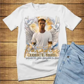 Custom Heaven Rest in Paradise Memorial T-Shirts and hoodies, funeral t shirts, memorial day t shirt, RIP Shirts, Memorial Gift, memorial