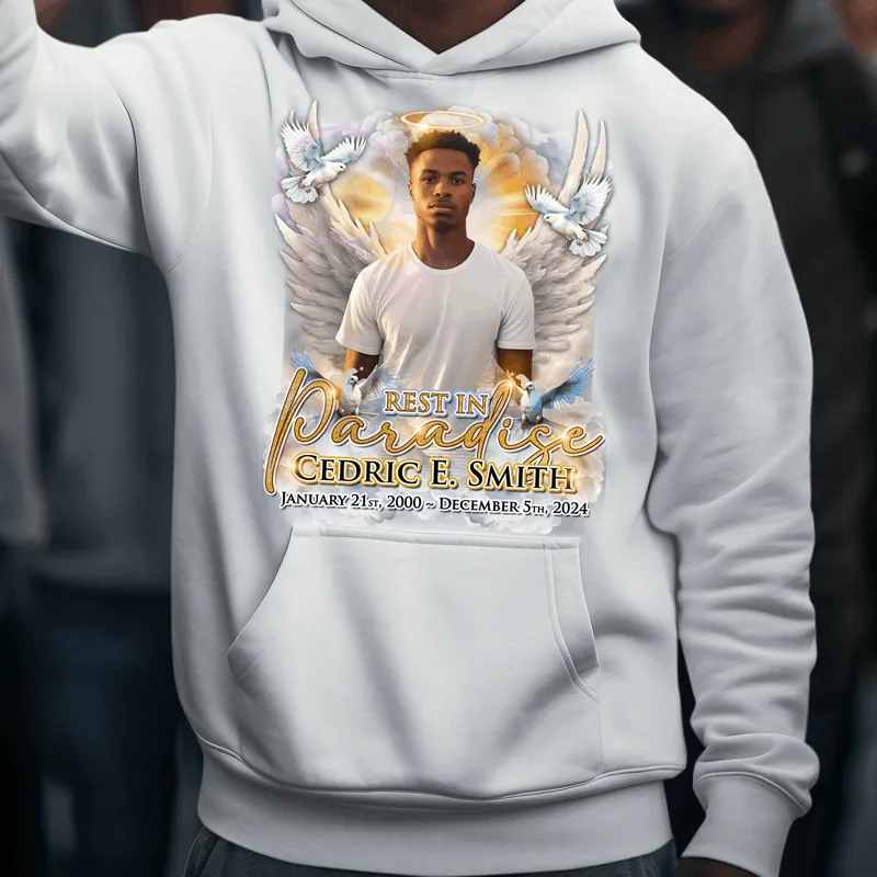 Custom Heaven Rest in Paradise Memorial T-Shirts and hoodies, funeral t shirts, memorial day t shirt, RIP Shirts, Memorial Gift, memorial
