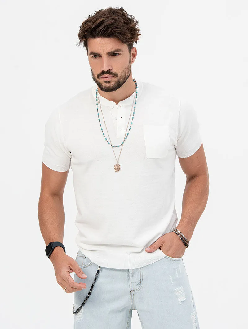 LEVI HENLEY POLO IN WHITE