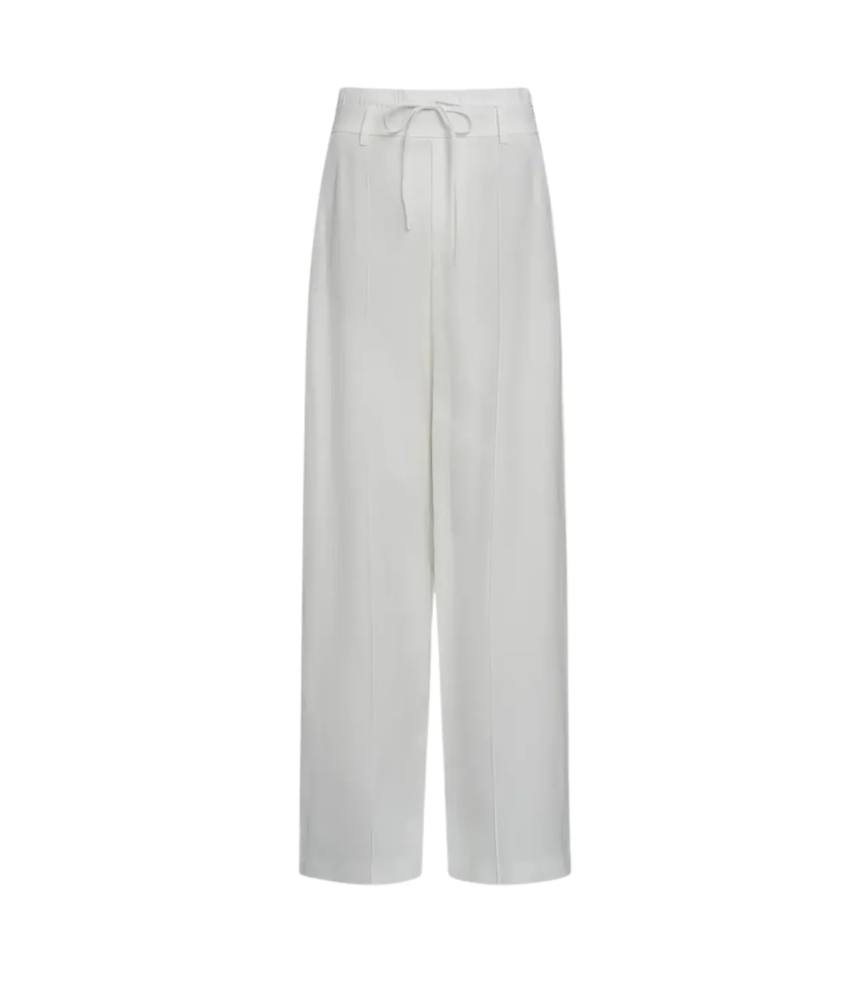 Mid Rise Double Waistband Drawstring Pant in Off White