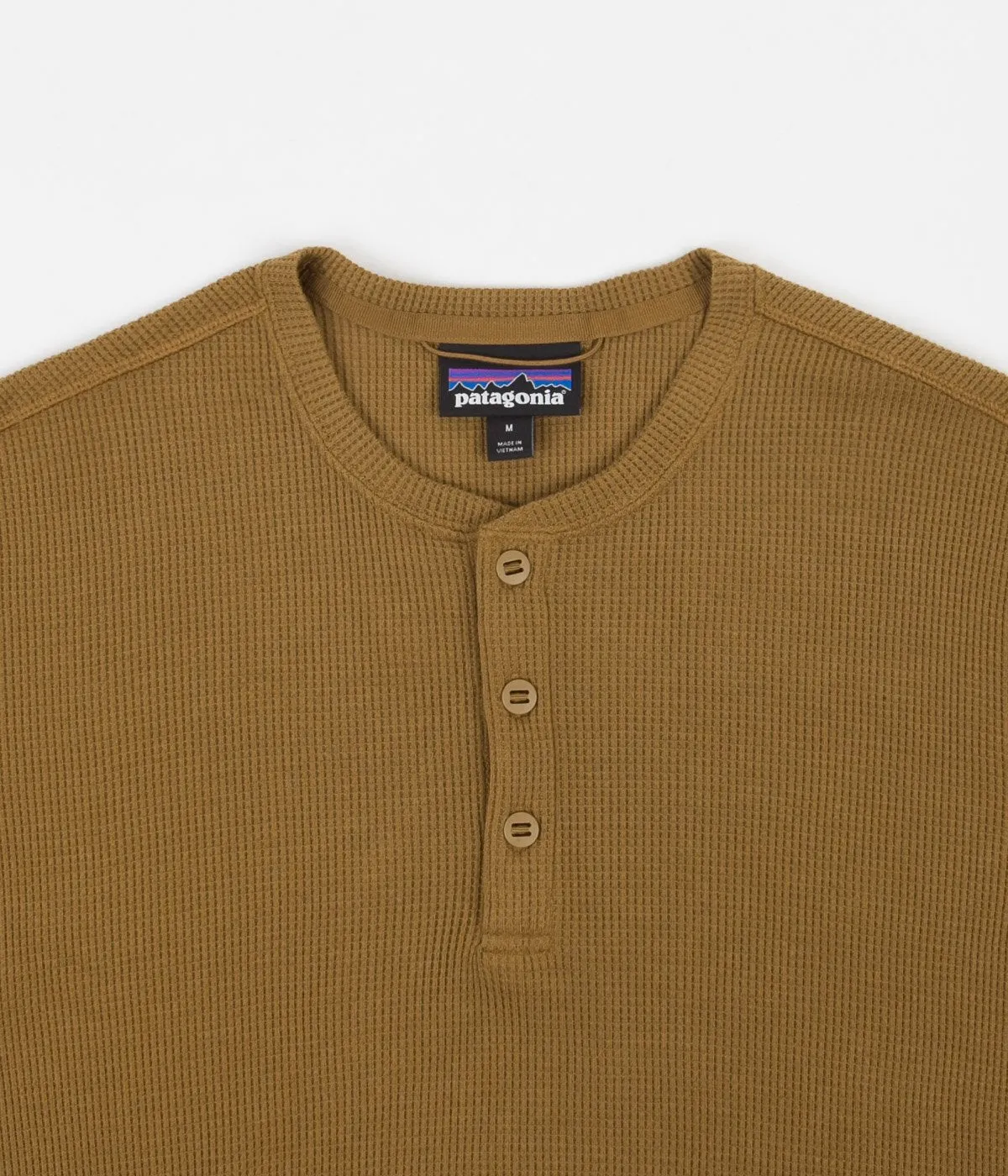 Patagonia Long Sleeve Waffle Knit Henley - Mulch Brown