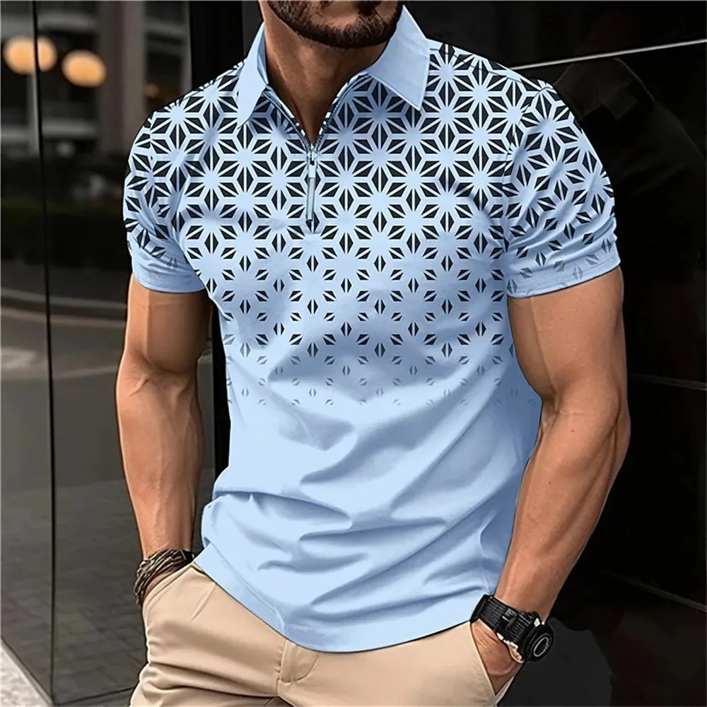 Summer Men Short Sleeve Polo Shirt Fashion 3D T-Shir Lapel Golf Shirt Casual