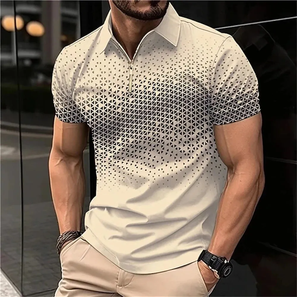 Summer Men Short Sleeve Polo Shirt Fashion 3D T-Shir Lapel Golf Shirt Casual