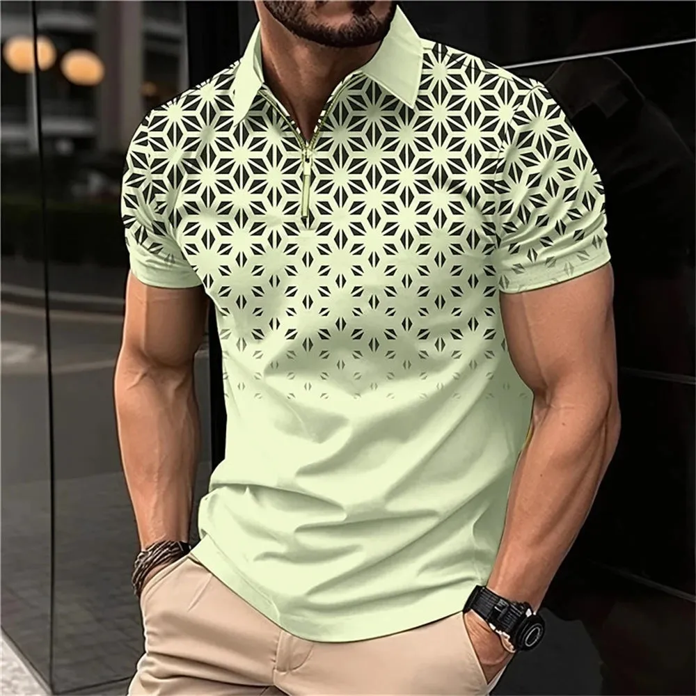 Summer Men Short Sleeve Polo Shirt Fashion 3D T-Shir Lapel Golf Shirt Casual
