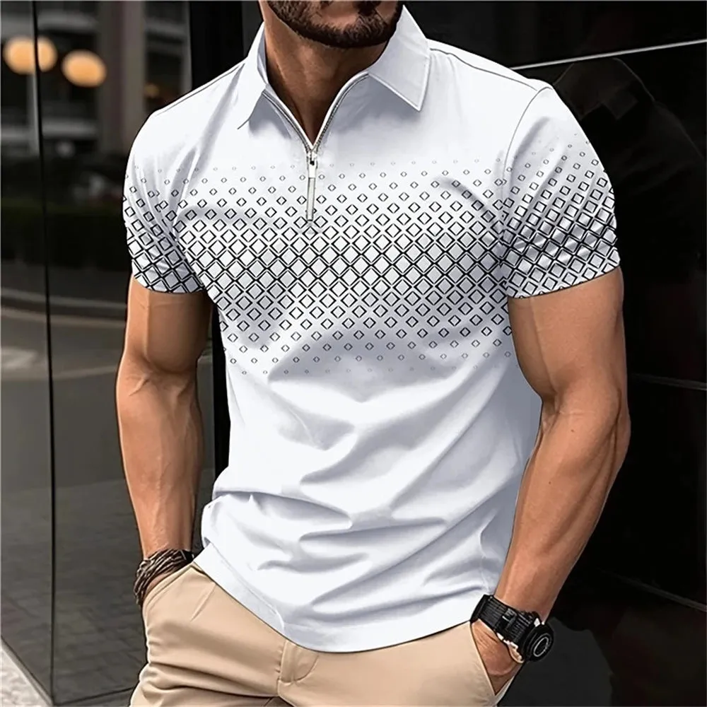 Summer Men Short Sleeve Polo Shirt Fashion 3D T-Shir Lapel Golf Shirt Casual