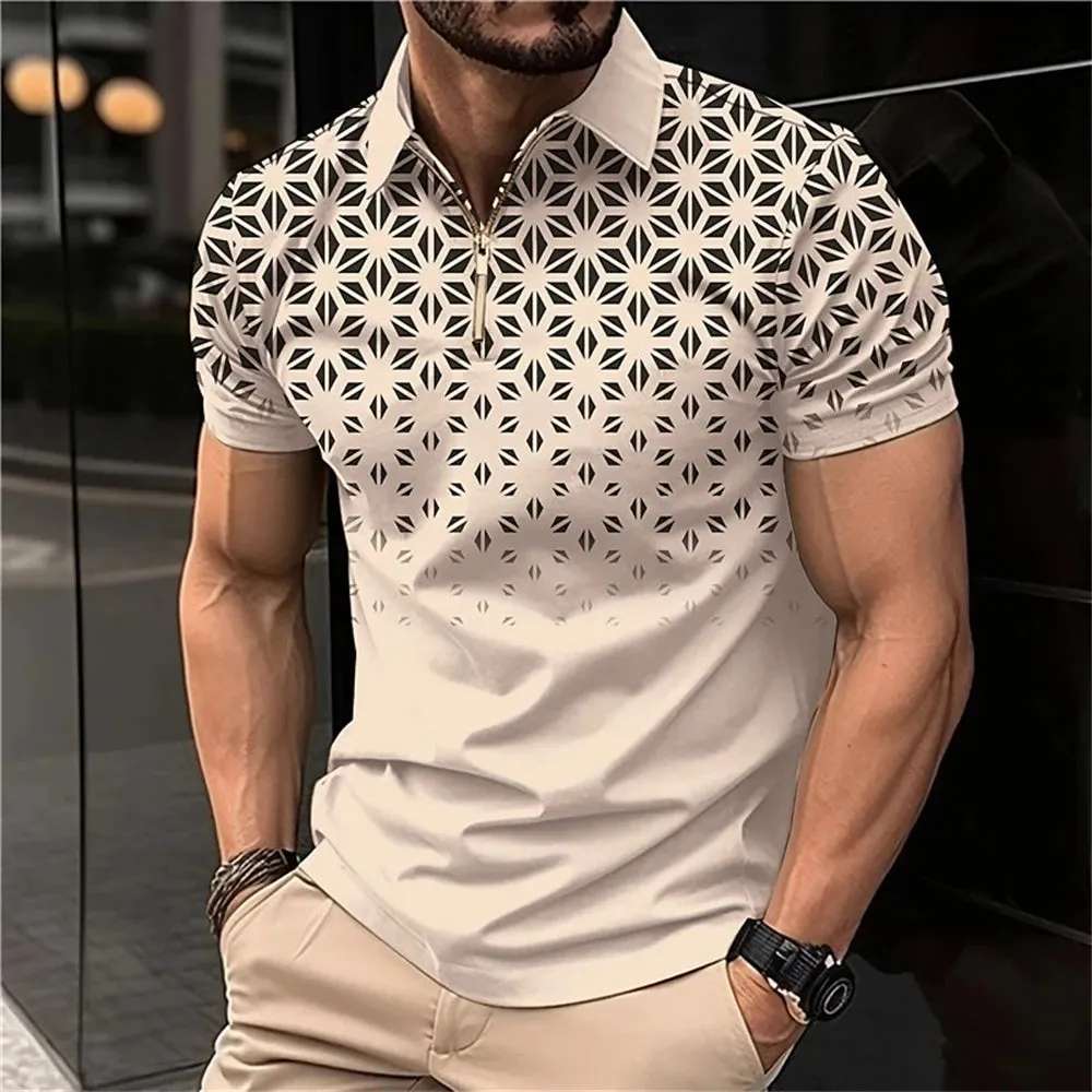 Summer Men Short Sleeve Polo Shirt Fashion 3D T-Shir Lapel Golf Shirt Casual