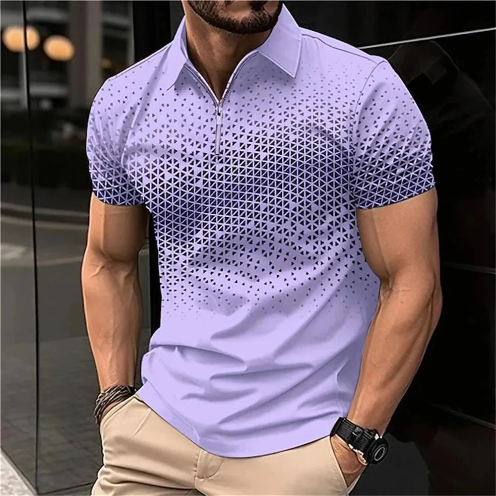 Summer Men Short Sleeve Polo Shirt Fashion 3D T-Shir Lapel Golf Shirt Casual