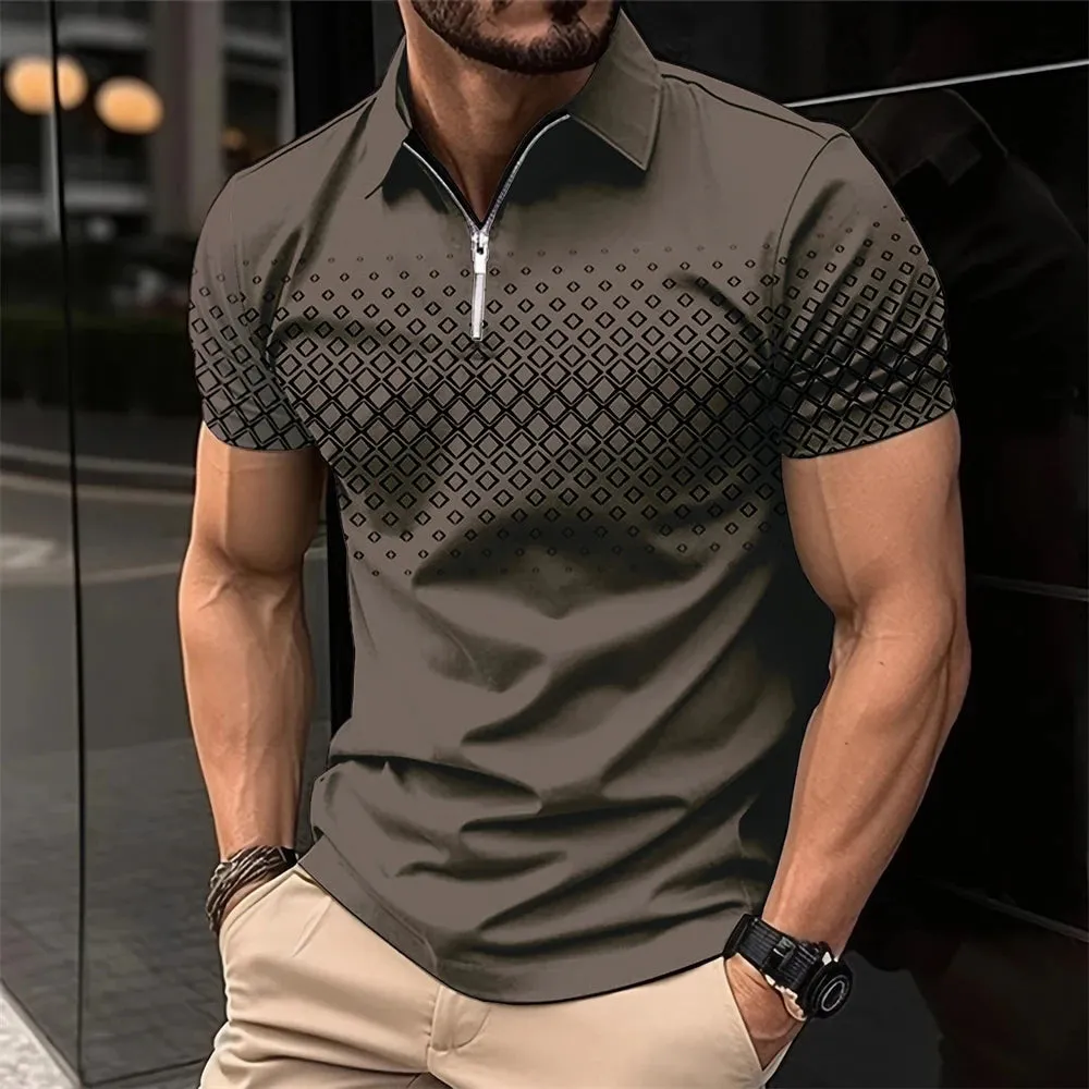 Summer Men Short Sleeve Polo Shirt Fashion 3D T-Shir Lapel Golf Shirt Casual