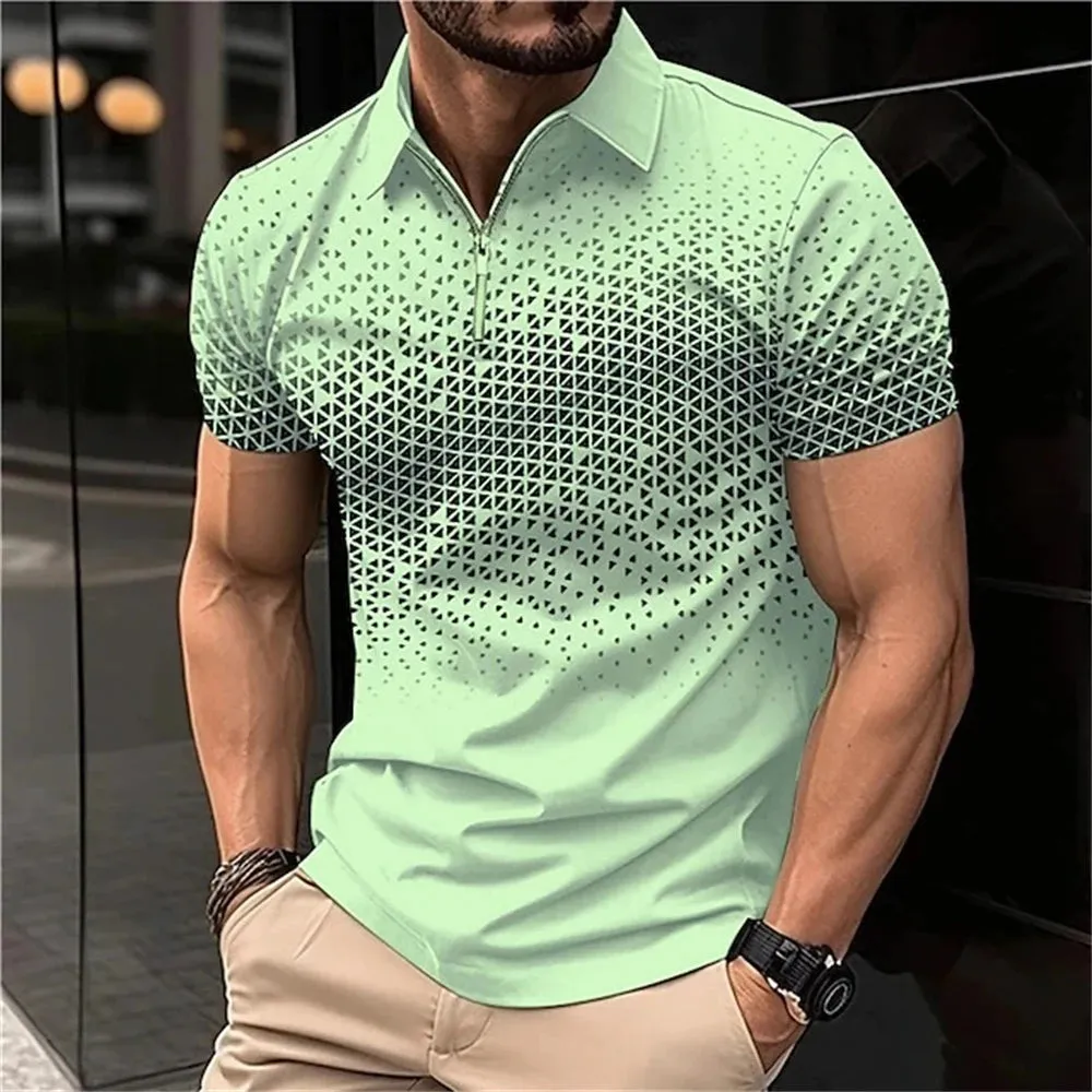 Summer Men Short Sleeve Polo Shirt Fashion 3D T-Shir Lapel Golf Shirt Casual