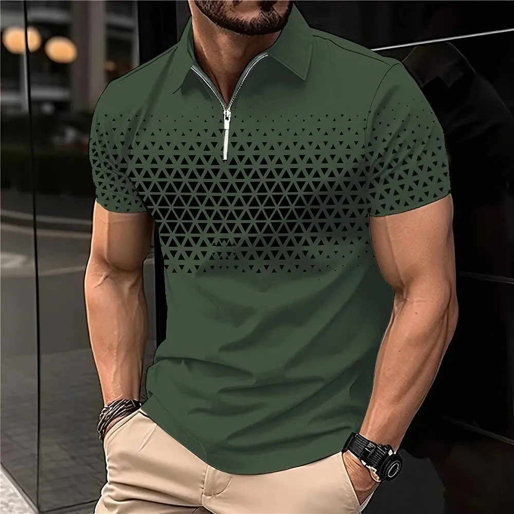 Summer Men Short Sleeve Polo Shirt Fashion 3D T-Shir Lapel Golf Shirt Casual
