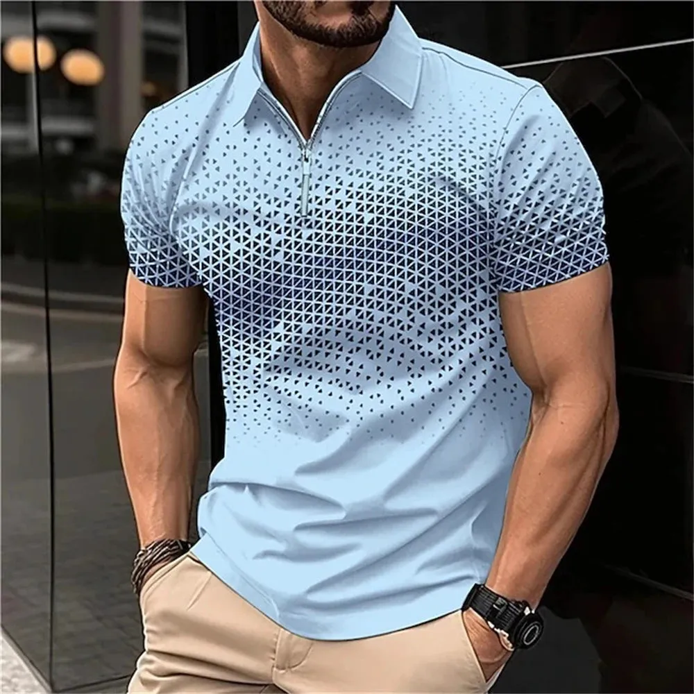 Summer Men Short Sleeve Polo Shirt Fashion 3D T-Shir Lapel Golf Shirt Casual