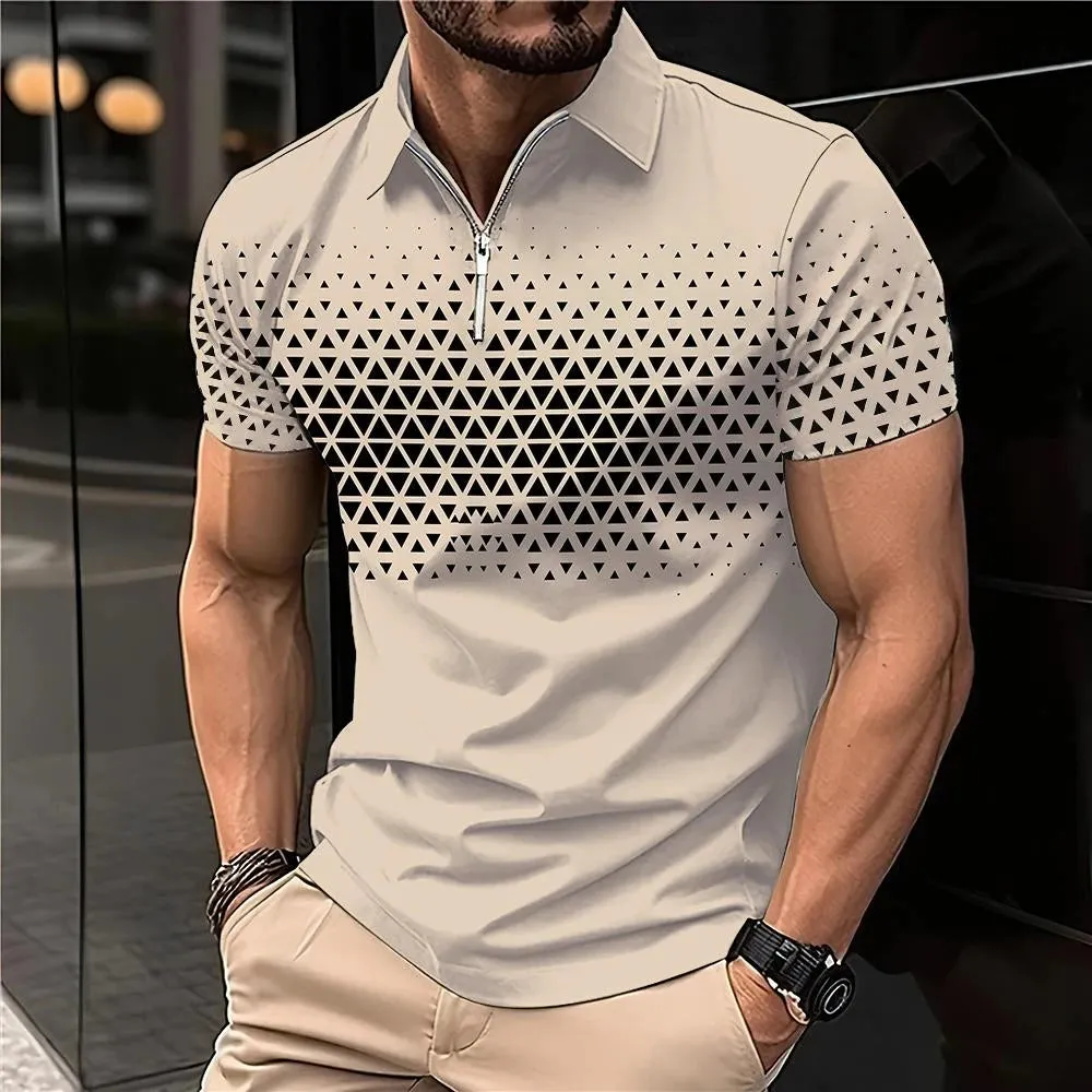Summer Men Short Sleeve Polo Shirt Fashion 3D T-Shir Lapel Golf Shirt Casual