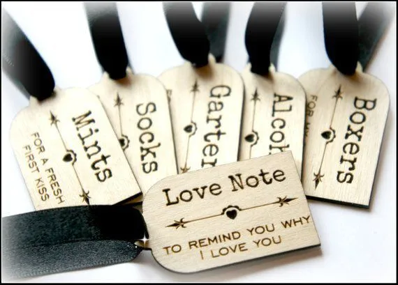 Wooden Groom Survival Kit Tags