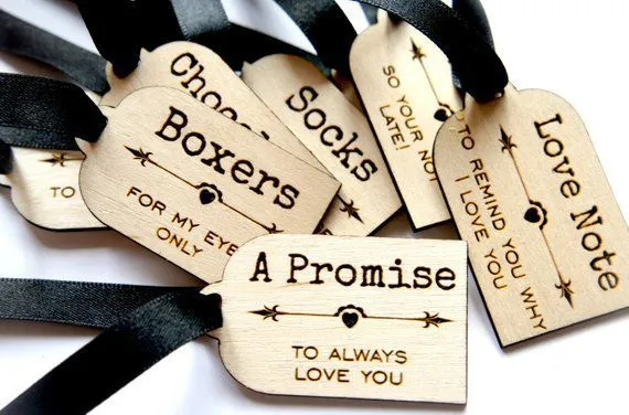 Wooden Groom Survival Kit Tags